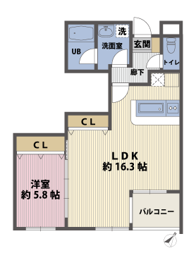 1LDKの間取図